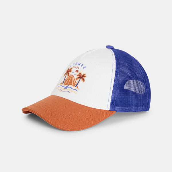 قبعة كاسكيت شبكية باللون الأزرق للأولاد